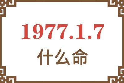 1977年1月7日出生是什么命？