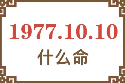 1977年10月10日出生是什么命？