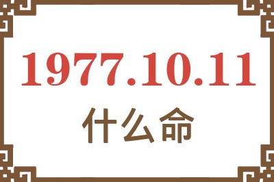 1977年10月11日出生是什么命？