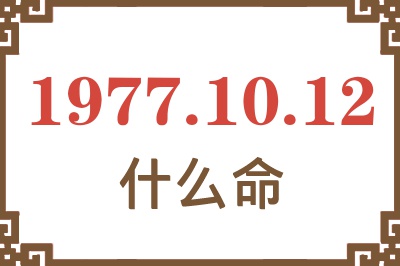 1977年10月12日出生是什么命？