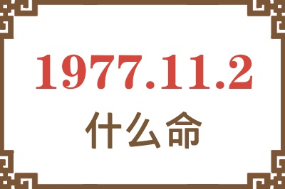 1977年11月2日出生是什么命？