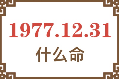 1977年12月31日出生是什么命？