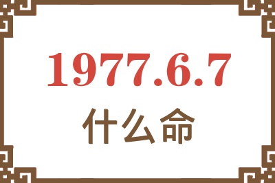 1977年6月7日出生是什么命？