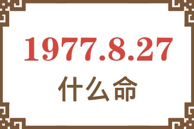 1977年8月27日出生是什么命？