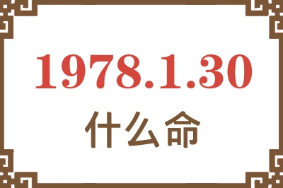 1978年1月30日出生是什么命? 1978年1月30日出生是什么命?