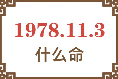 1978年11月3日出生是什么命？