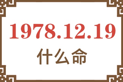 1978年12月19日出生是什么命? 1978年12月19日出生是什么命?