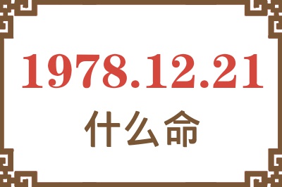 1978年12月21日出生是什么命? 1978年12月21日出生是什么命?