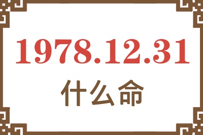 1978年12月31日出生是什么命? 1978年12月31日出生是什么命?