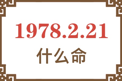 1978年2月21日出生是什么命? 1978年2月21日出生是什么命?