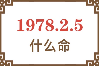 1978年2月5日出生是什么命？