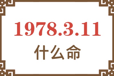 1978年3月11日出生是什么命？