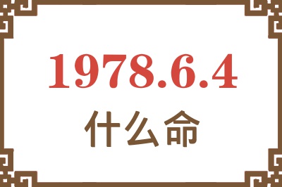 1978年6月4日出生是什么命？