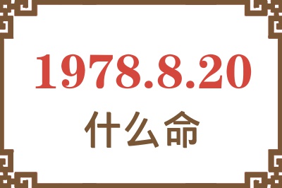 1978年8月20日出生是什么命？