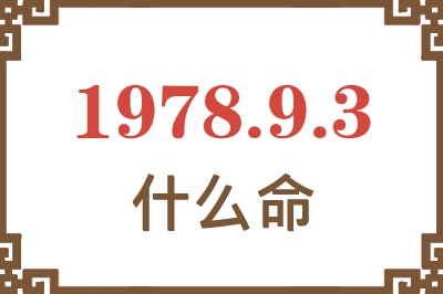 1978年9月3日出生是什么命? 1978年9月3日出生是什么命?