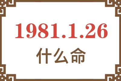 1981年1月26日出生是什么命？