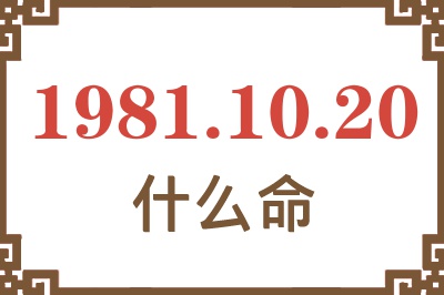 1981年10月20日出生是什么命？