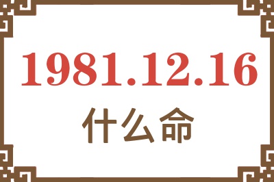 1981年12月16日出生是什么命? 1981年12月16日出生是什么命?