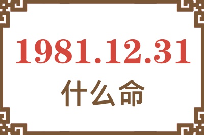 1981年12月31日出生是什么命？