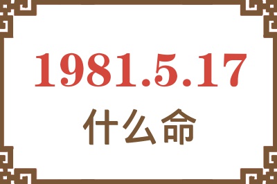 1981年5月17日出生是什么命？