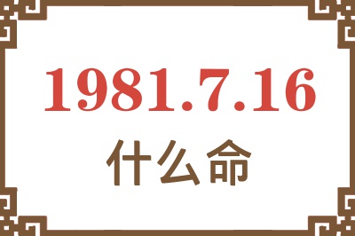 1981年7月16日出生是什么命？