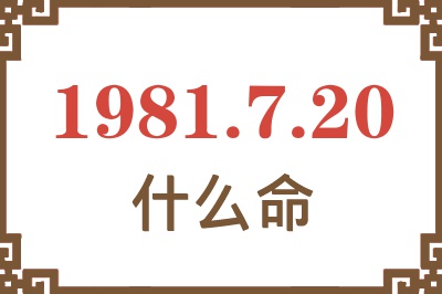 1981年7月20日出生是什么命？