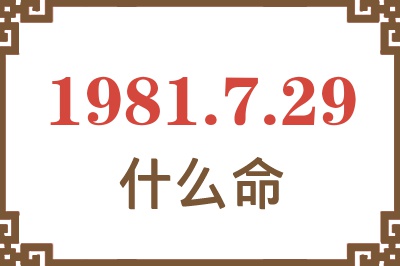 1981年7月29日出生是什么命？