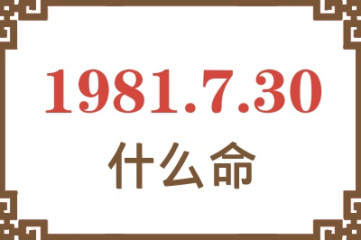 1981年7月30日出生是什么命？