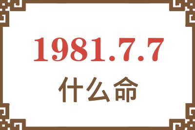 1981年7月7日出生是什么命？