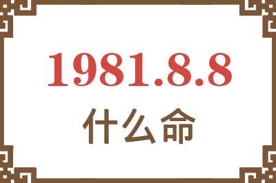 1981年8月8日出生是什么命？