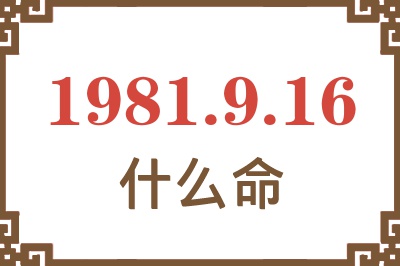 1981年9月16日出生是什么命？