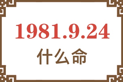 1981年9月24日出生是什么命？