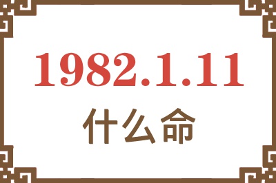 1982年1月11日出生是什么命？