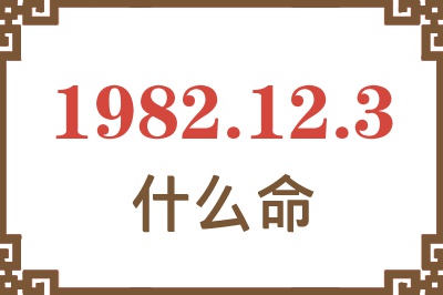 1982年12月3日出生是什么命？