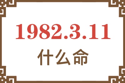 1982年3月11日出生是什么命？