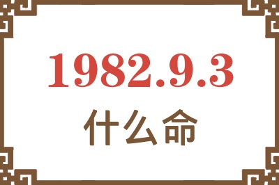 1982年9月3日出生是什么命？