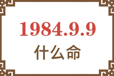 1984年9月9日出生是什么命？