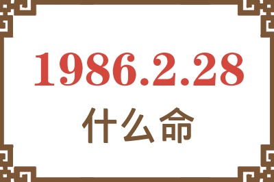 1986年2月28日出生是什么命? 1986年2月28日出生是什么命?