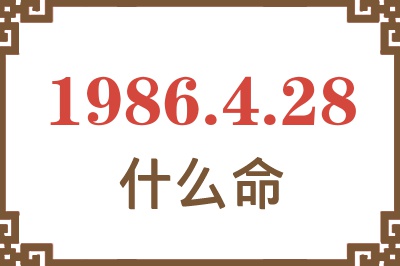 1986年4月28日出生是什么命? 1986年4月28日出生是什么命?