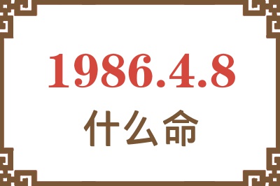 1986年4月8日出生是什么命? 1986年4月8日出生是什么命?
