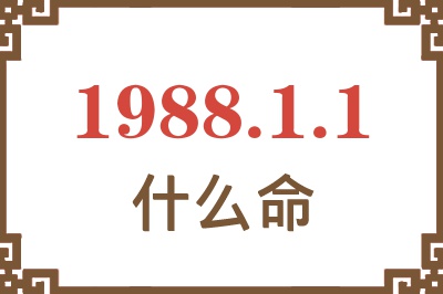 1988年1月1日出生是什么命？