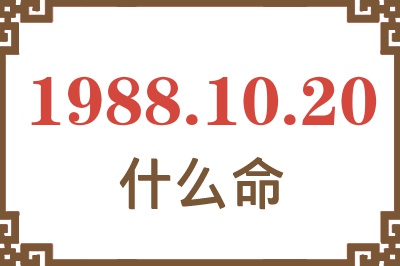 1988年10月20日出生是什么命？