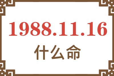 1988年11月16日出生是什么命？