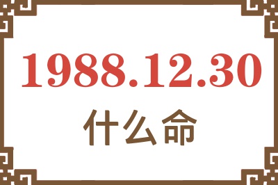 1988年12月30日出生是什么命？