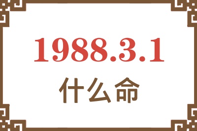 1988年3月1日出生是什么命？