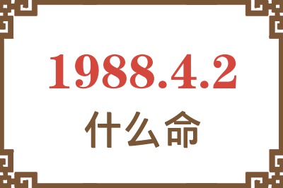 1988年4月2日出生是什么命？