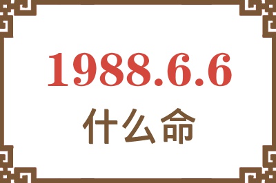 1988年6月6日出生是什么命？