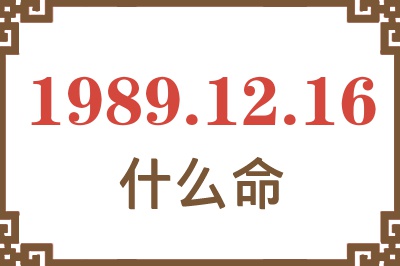 1989年12月16日出生是什么命？