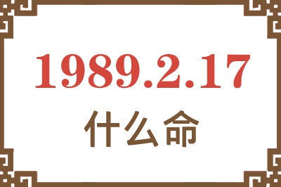 1989年2月17日出生是什么命？