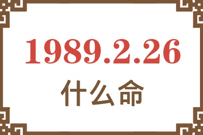 1989年2月26日出生是什么命？